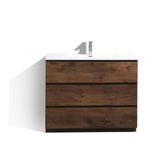 Moreno Bath Angeles 42" Rosewood Freestanding Vanity With Single Reinforced White Acrylic Sink