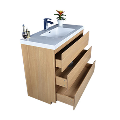 Moreno Bath Angeles 42" White Oak Freestanding Vanity With Single Reinforced White Acrylic Sink