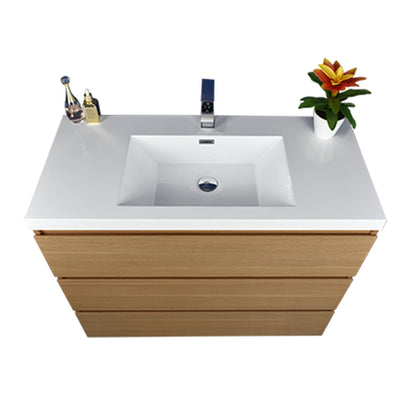 Moreno Bath Angeles 42" White Oak Freestanding Vanity With Single Reinforced White Acrylic Sink