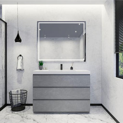 Moreno Bath Angeles 48" Cement Gray Freestanding Vanity With Single Reinforced White Acrylic Sink