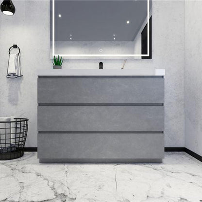 Moreno Bath Angeles 48" Cement Gray Freestanding Vanity With Single Reinforced White Acrylic Sink