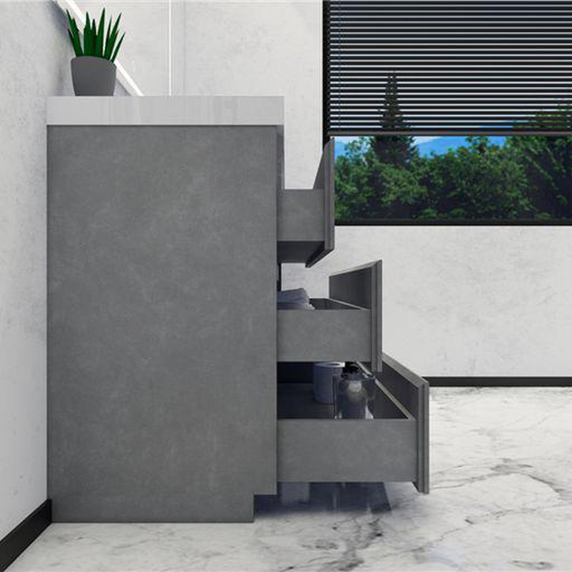 Moreno Bath Angeles 48" Cement Gray Freestanding Vanity With Single Reinforced White Acrylic Sink