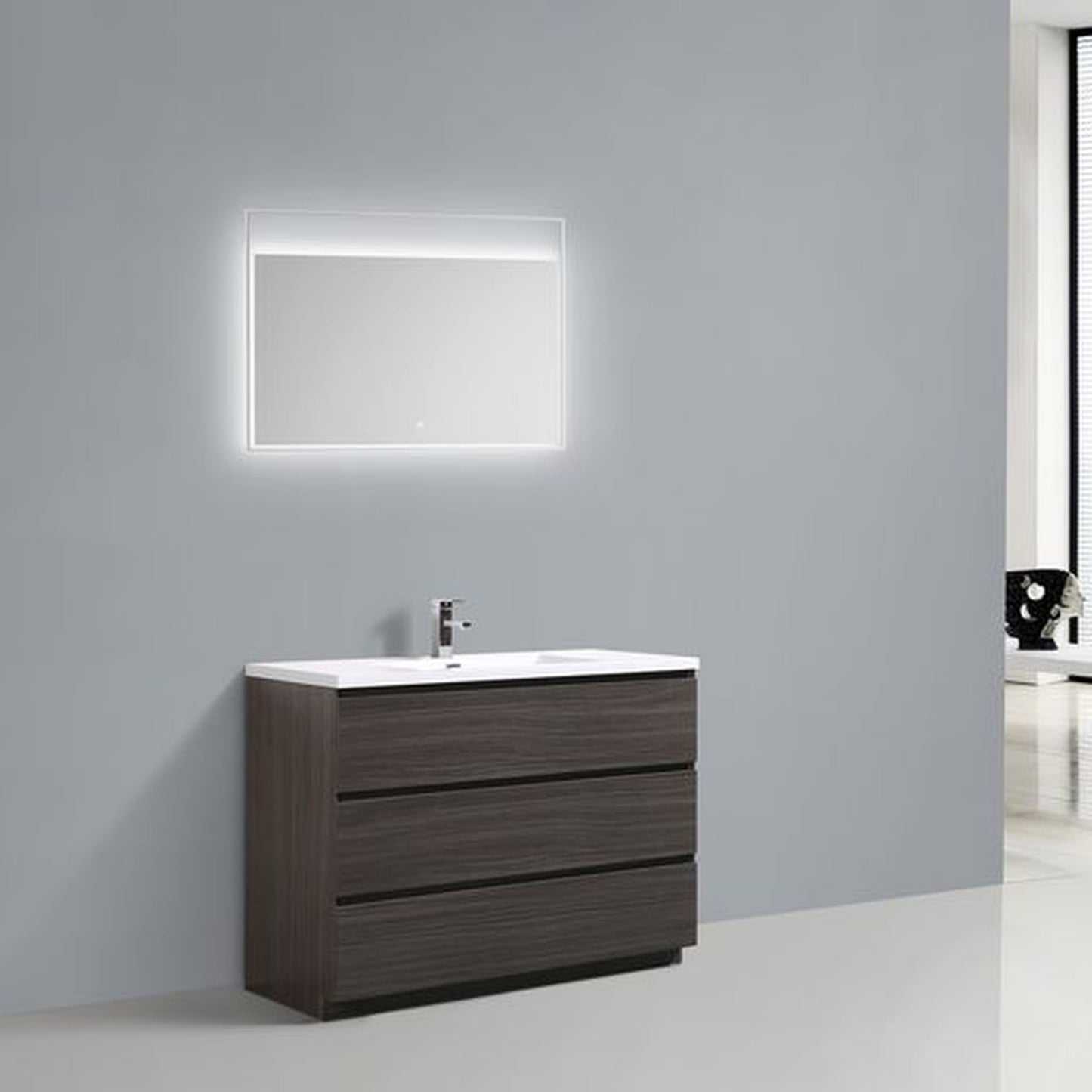 Moreno Bath Angeles 48" Dark Gray Oak Freestanding Vanity With Single Reinforced White Acrylic Sink
