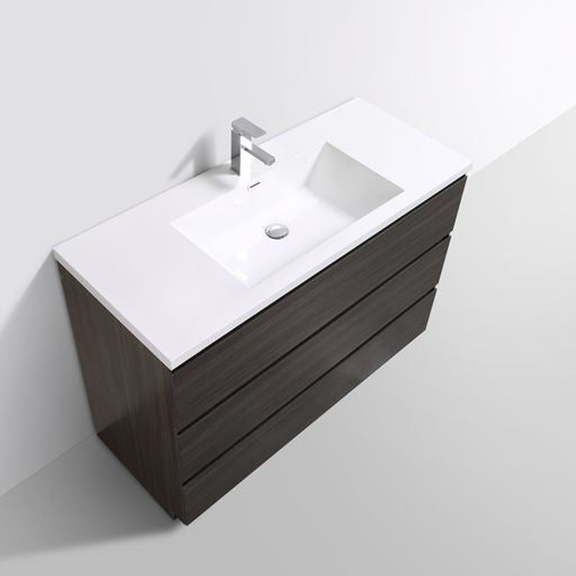 Moreno Bath Angeles 48" Dark Gray Oak Freestanding Vanity With Single Reinforced White Acrylic Sink