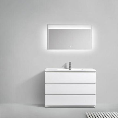 Moreno Bath Angeles 48" High Gloss White Freestanding Vanity With Single Reinforced White Acrylic Sink