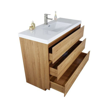 Moreno Bath Angeles 48" Nature Oak Freestanding Vanity With Single Reinforced White Acrylic Sink
