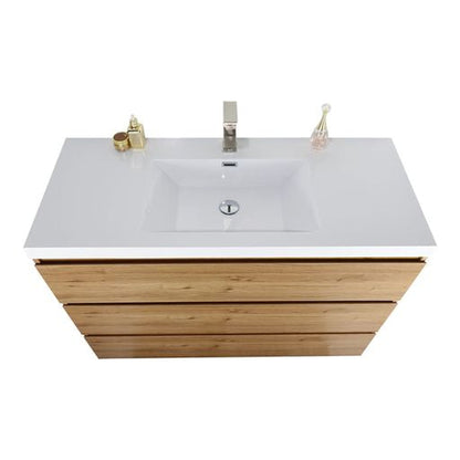 Moreno Bath Angeles 48" Nature Oak Freestanding Vanity With Single Reinforced White Acrylic Sink