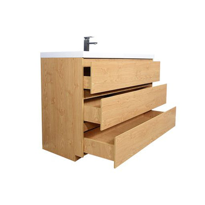 Moreno Bath Angeles 48" New England Oak Freestanding Vanity With Single Reinforced White Acrylic Sink