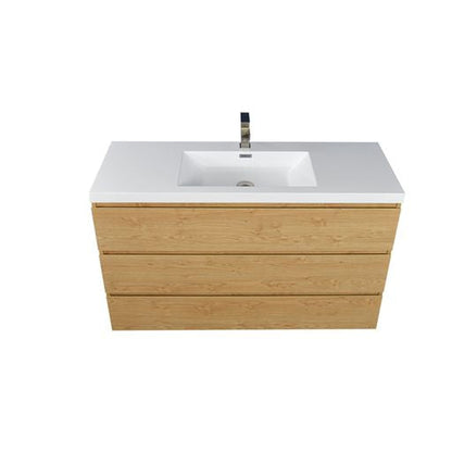 Moreno Bath Angeles 48" New England Oak Freestanding Vanity With Single Reinforced White Acrylic Sink