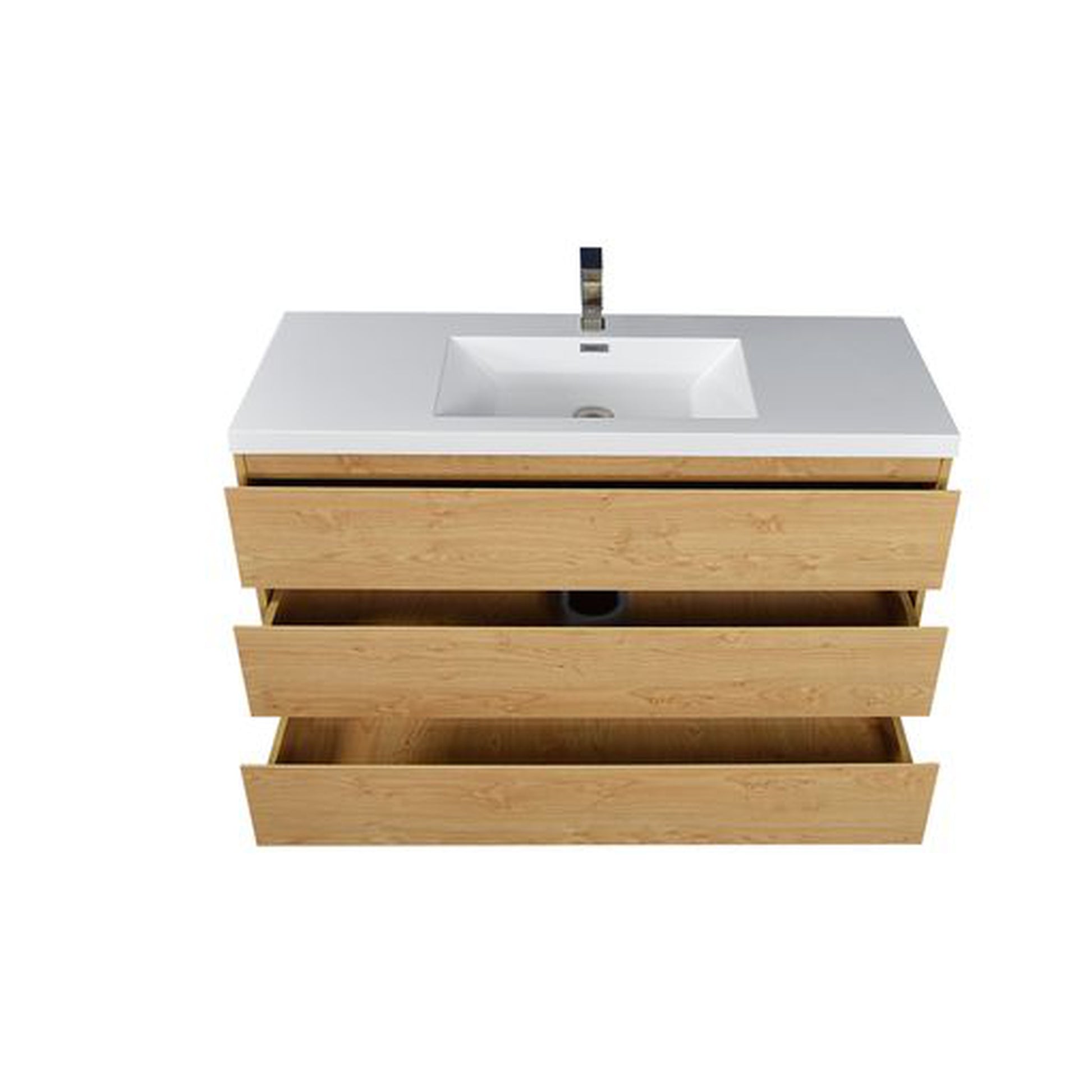 Moreno Bath Angeles 48" New England Oak Freestanding Vanity With Single Reinforced White Acrylic Sink