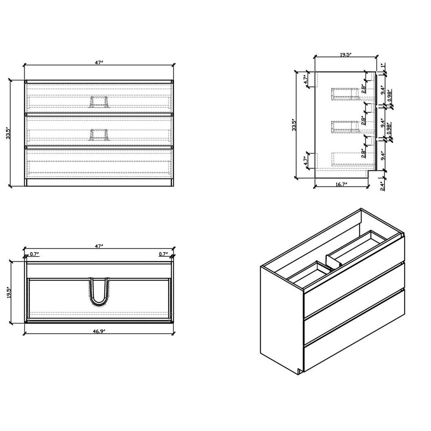 Moreno Bath Angeles 48" New England Oak Freestanding Vanity With Single Reinforced White Acrylic Sink