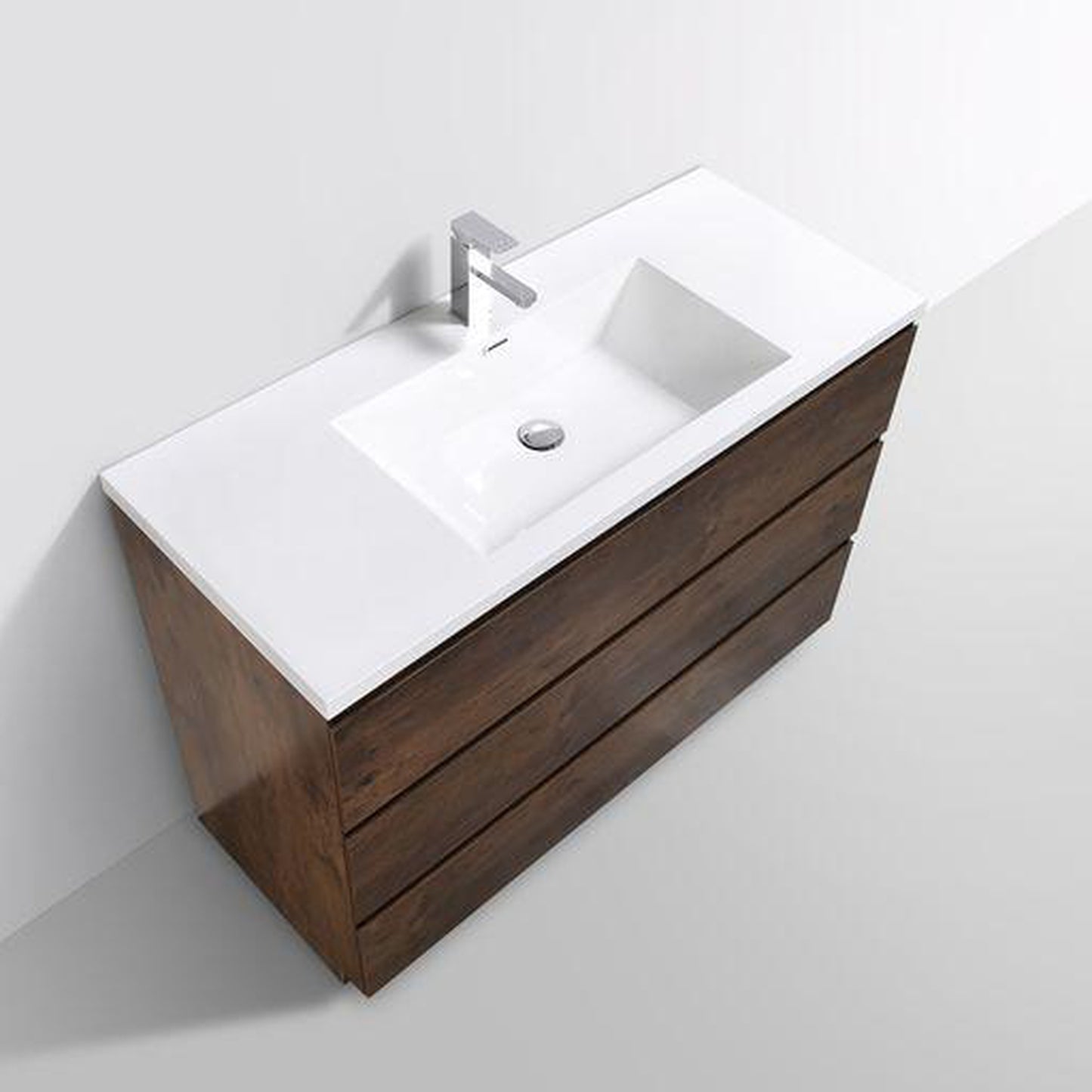 Moreno Bath Angeles 48" Rosewood Freestanding Vanity With Single Reinforced White Acrylic Sink