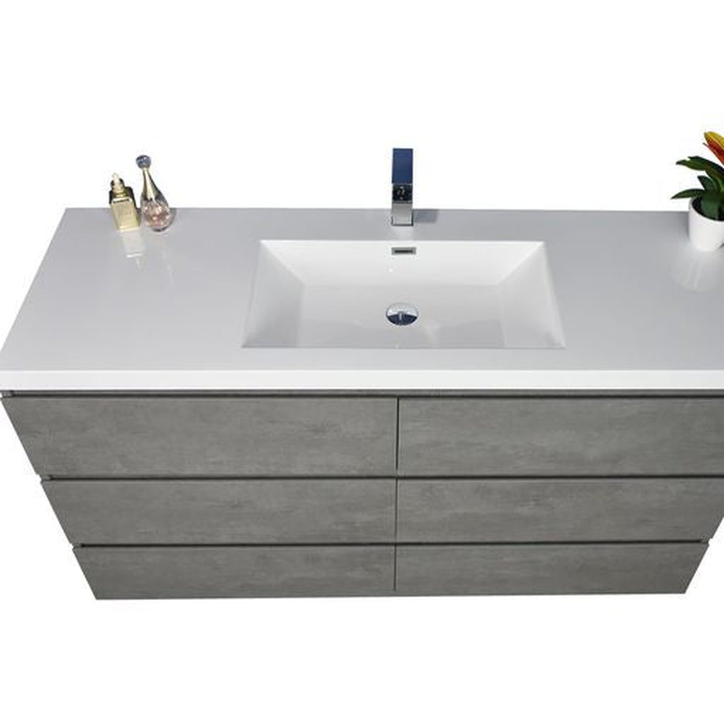 Moreno Bath Angeles 60" Cement Gray Freestanding Vanity With Single Reinforced White Acrylic Sink