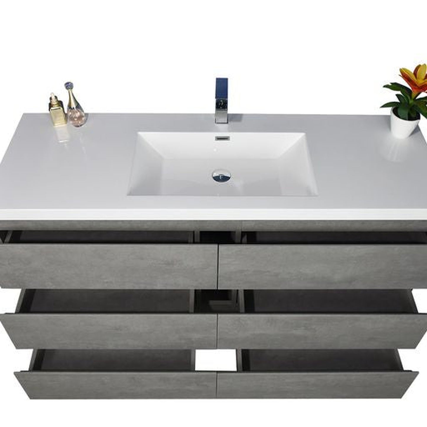 Moreno Bath Angeles 60" Cement Gray Freestanding Vanity With Single Reinforced White Acrylic Sink