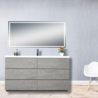 Moreno Bath Angeles 60" Cement Gray Freestanding Vanity With Single Reinforced White Acrylic Sink