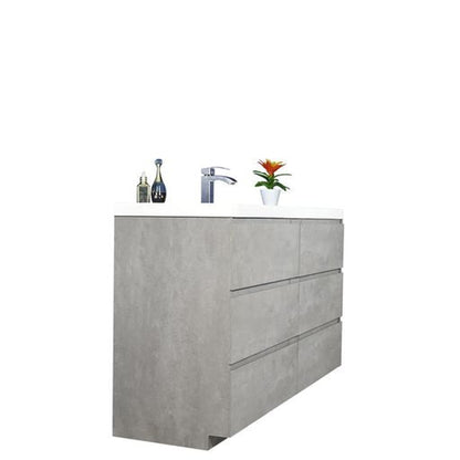 Moreno Bath Angeles 60" Cement Gray Freestanding Vanity With Single Reinforced White Acrylic Sink