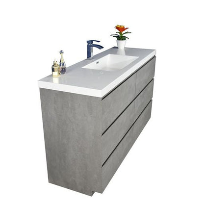 Moreno Bath Angeles 60" Cement Gray Freestanding Vanity With Single Reinforced White Acrylic Sink