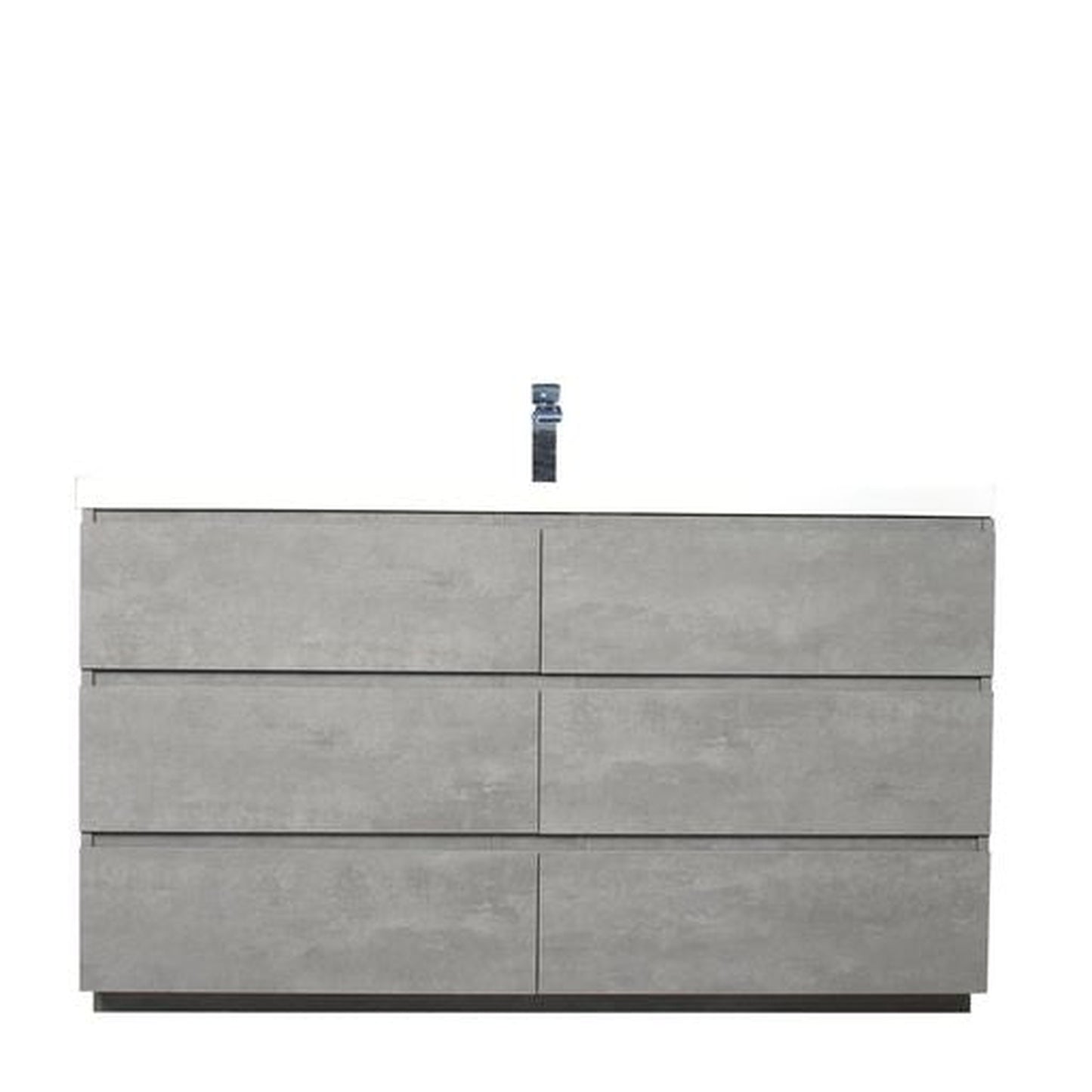 Moreno Bath Angeles 60" Cement Gray Freestanding Vanity With Single Reinforced White Acrylic Sink