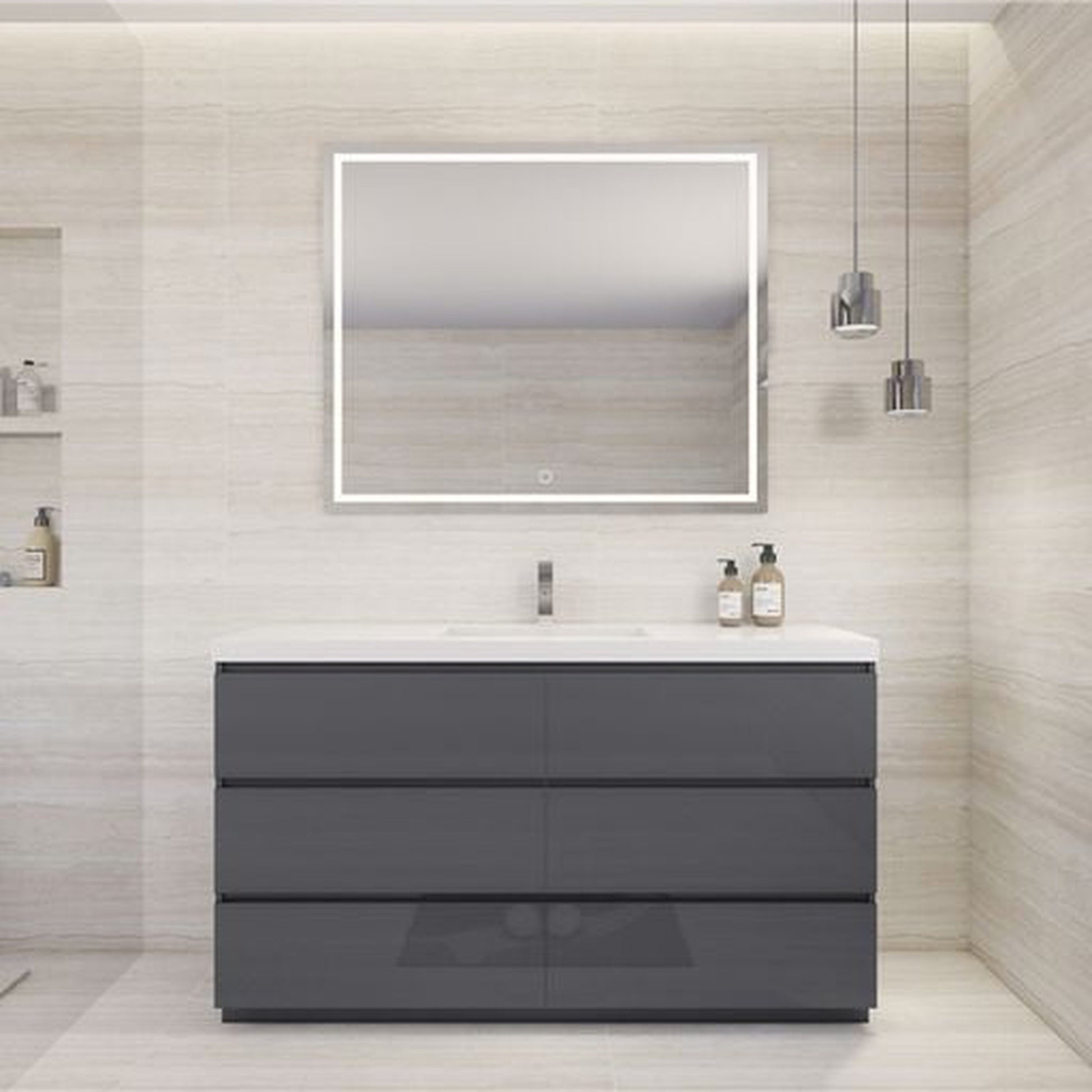 ELSA 84 FREESTANDING VANITY WITH DOUBLE REINFORCED ACRYLIC SINK - TONA  BATHROOM VANITY