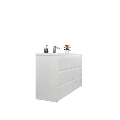 Moreno Bath Angeles 60" High Gloss White Freestanding Vanity With Single Reinforced White Acrylic Sink