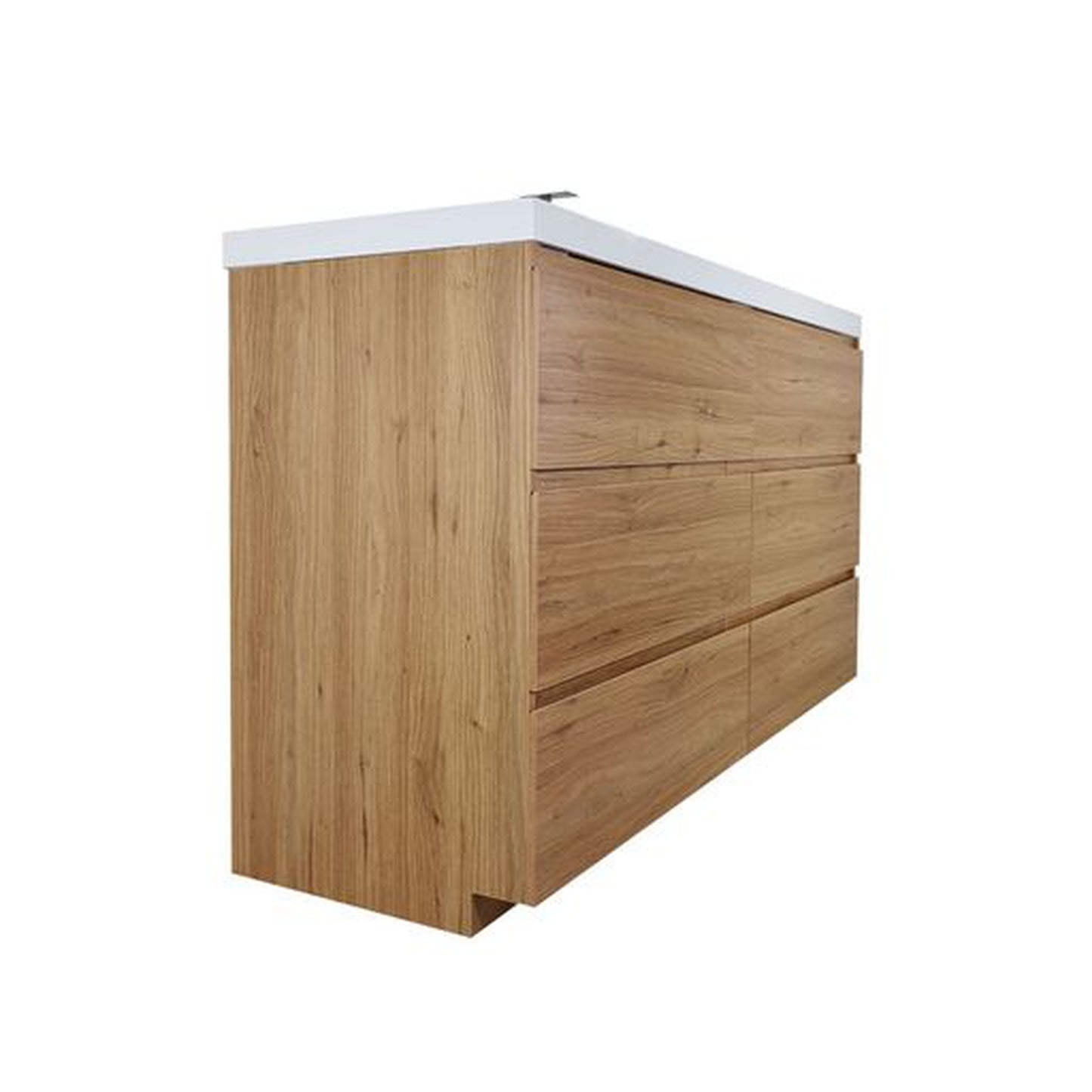 Moreno Bath Angeles 60" Nature Oak Freestanding Vanity With Single Reinforced White Acrylic Sink