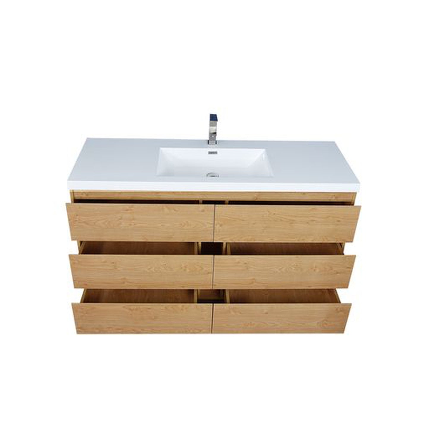 Moreno Bath Angeles 60" New England Oak Freestanding Vanity With Single Reinforced White Acrylic Sink