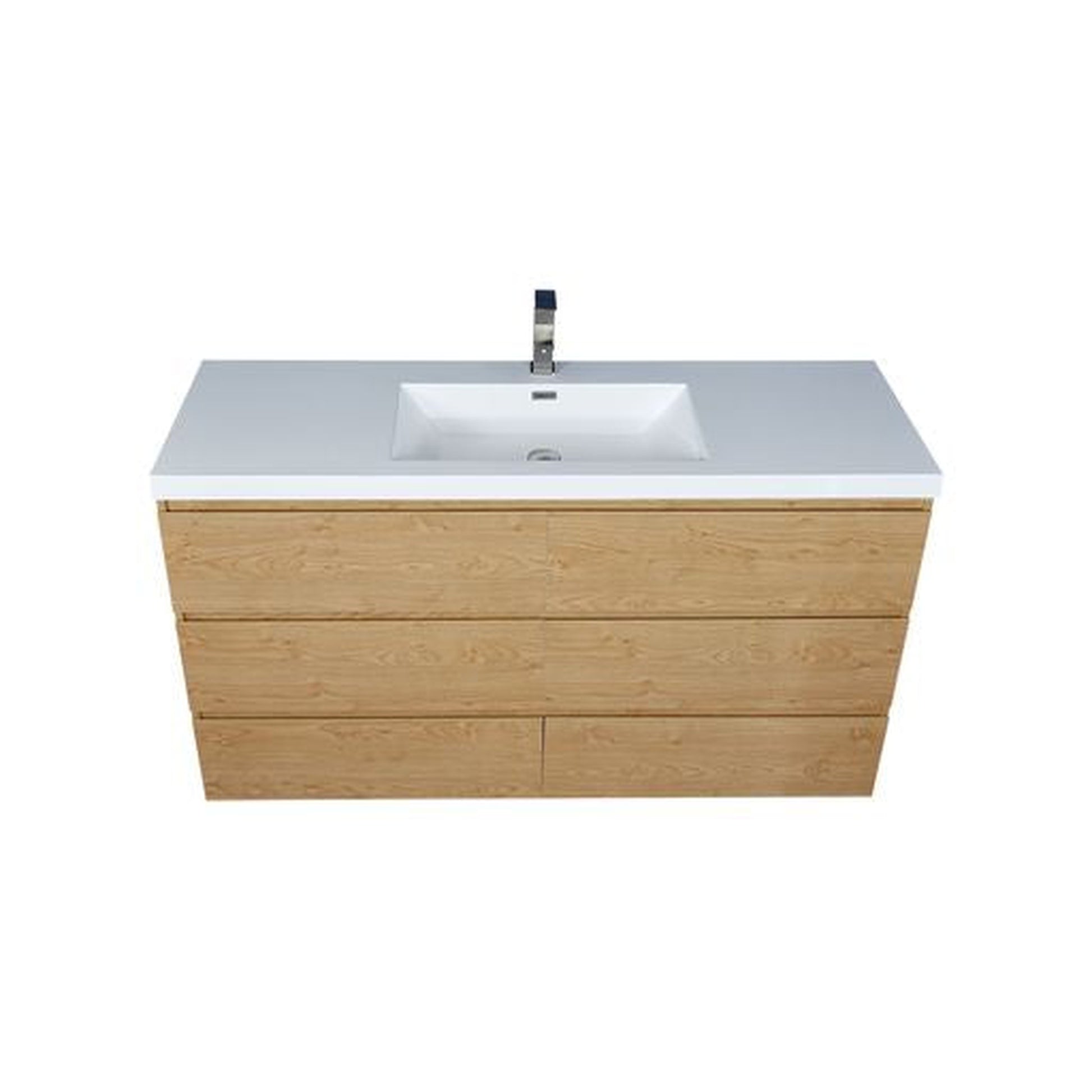 Moreno Bath Angeles 60" New England Oak Freestanding Vanity With Single Reinforced White Acrylic Sink