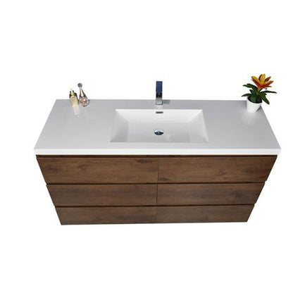 Moreno Bath Angeles 60" Rosewood Freestanding Vanity With Single Reinforced White Acrylic Sink