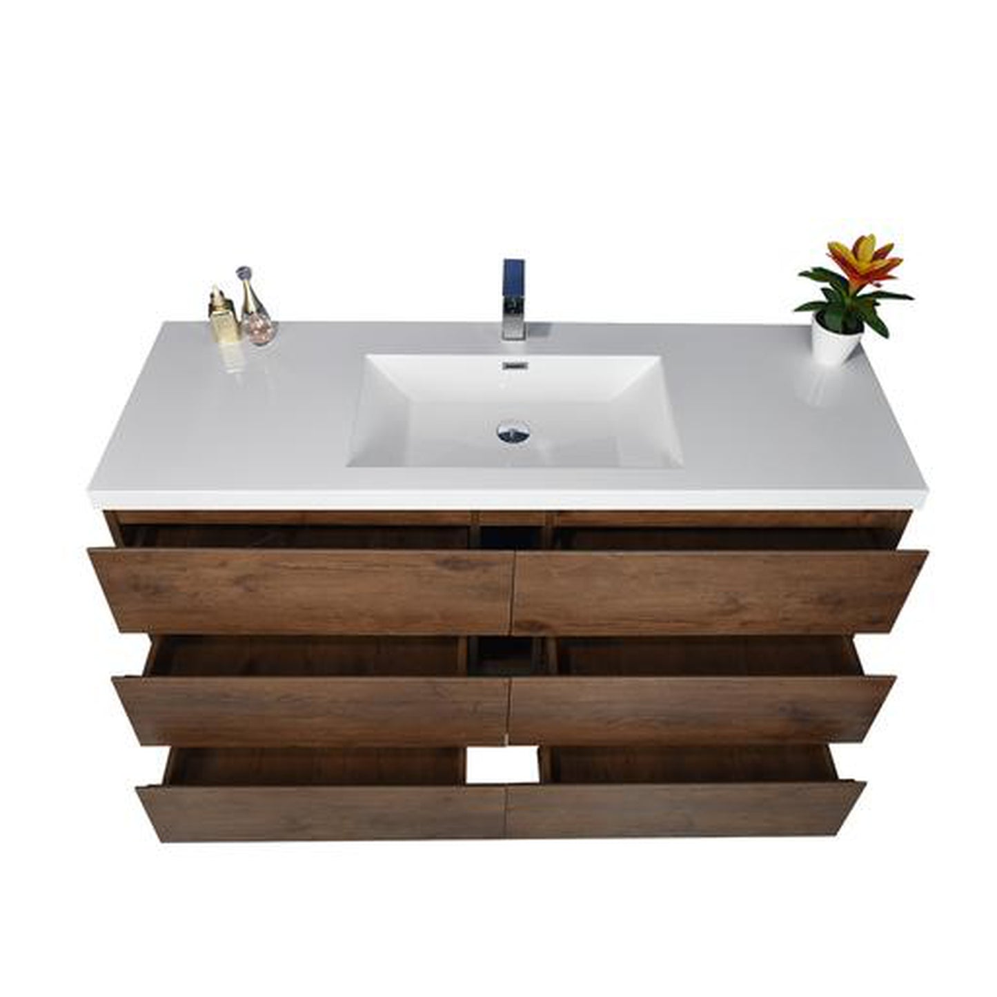 Moreno Bath Angeles 60" Rosewood Freestanding Vanity With Single Reinforced White Acrylic Sink