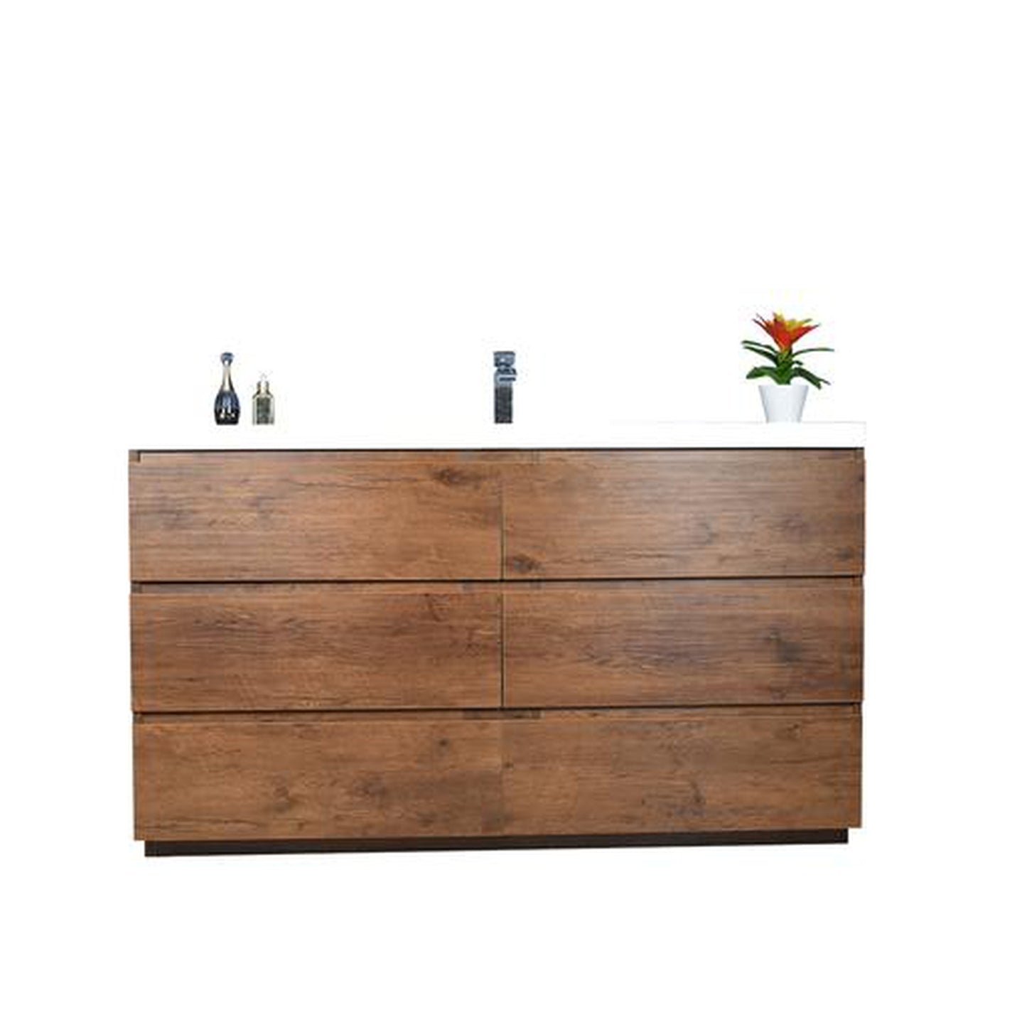 Moreno Bath Angeles 60" Rosewood Freestanding Vanity With Single Reinforced White Acrylic Sink