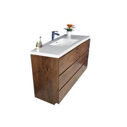 Moreno Bath Angeles 60" Rosewood Freestanding Vanity With Single Reinforced White Acrylic Sink