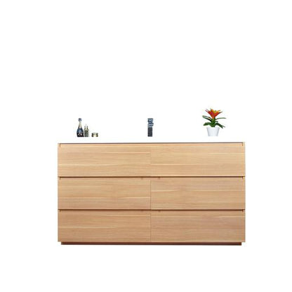 Moreno Bath Angeles 60" White Oak Freestanding Vanity With Single Reinforced White Acrylic Sink