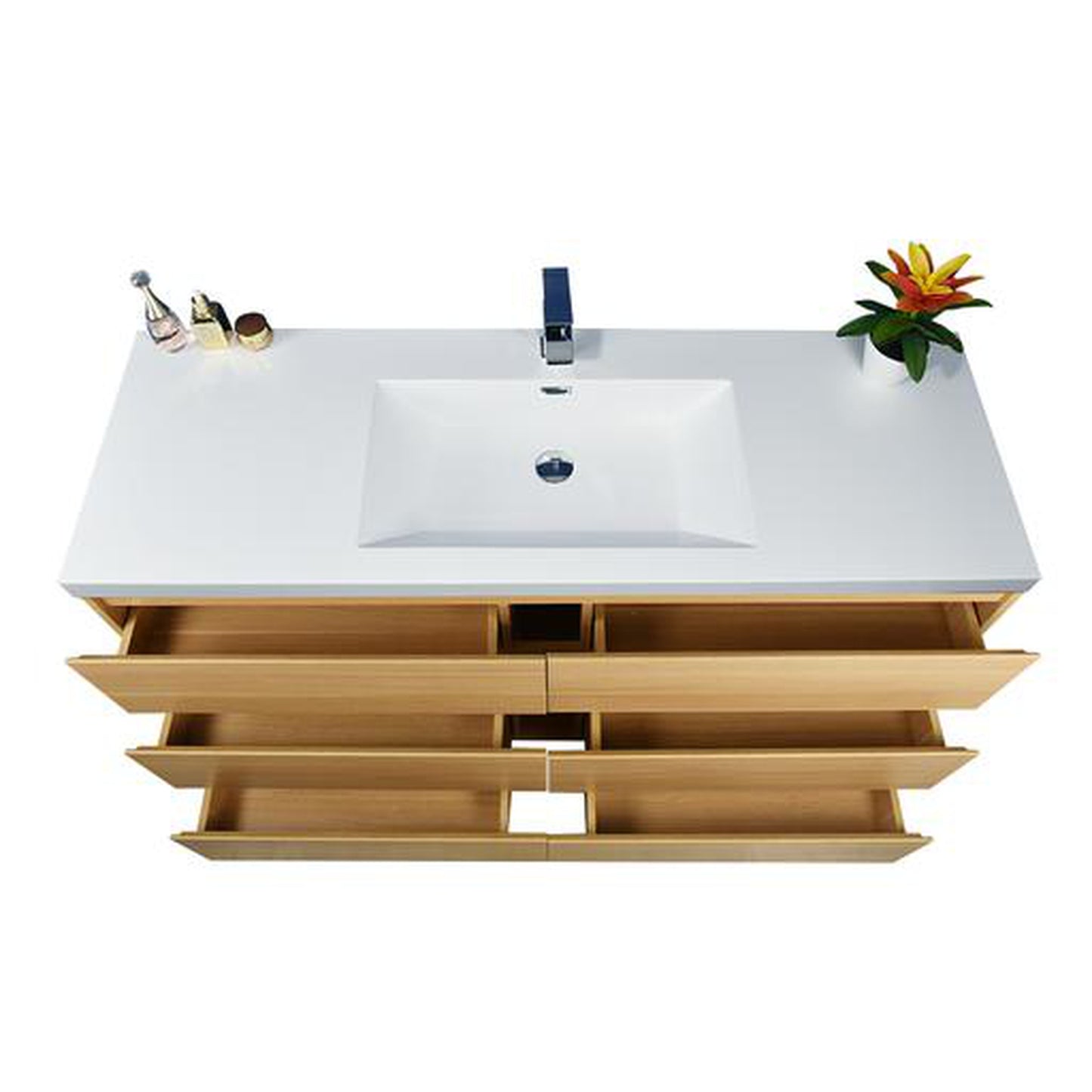 Moreno Bath Angeles 60" White Oak Freestanding Vanity With Single Reinforced White Acrylic Sink