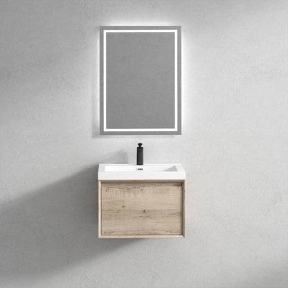 Moreno Bath BELLA 24" Light Oak Wall-Mounted Vanity With Single Reinforced White Acrylic Sink