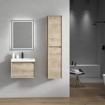 Moreno Bath BELLA 24" Light Oak Wall-Mounted Vanity With Single Reinforced White Acrylic Sink