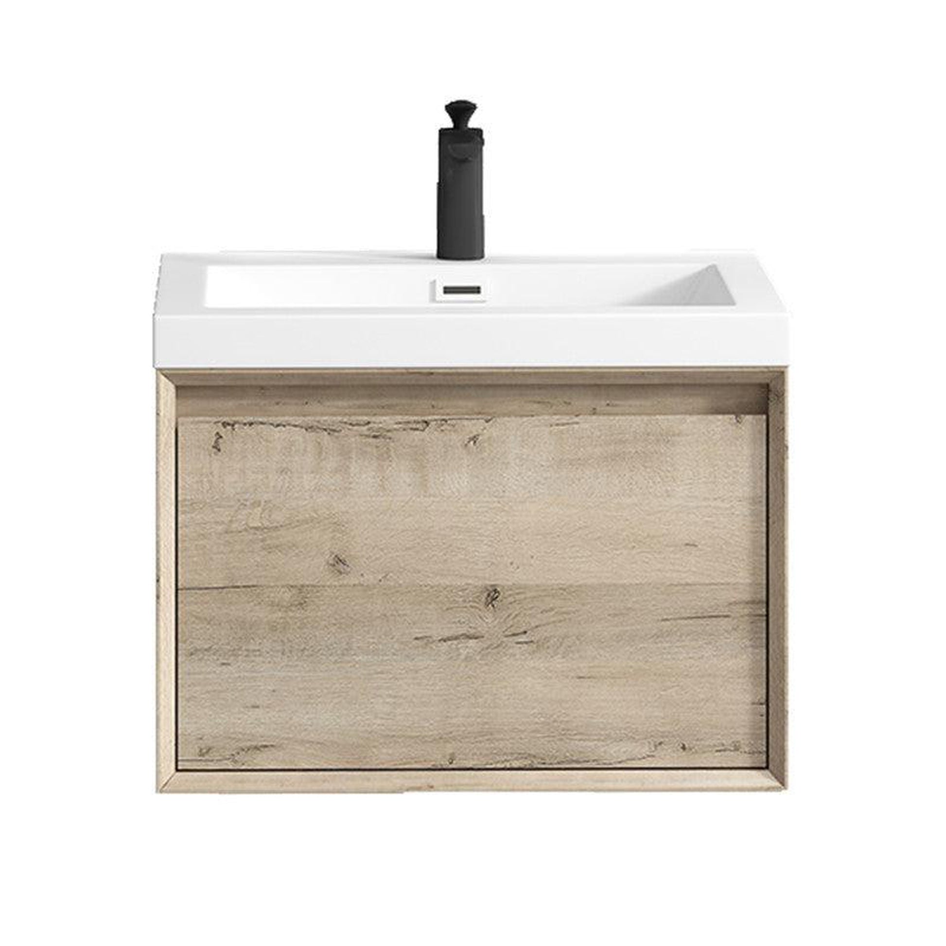 Moreno Bath BELLA 24" Light Oak Wall-Mounted Vanity With Single Reinforced White Acrylic Sink