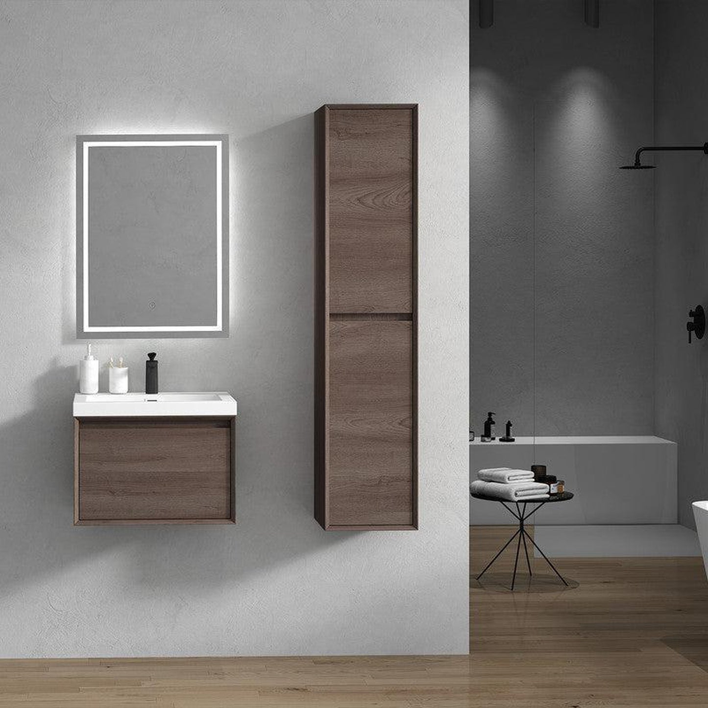 Moreno Bath BELLA 24" Red Oak Wall-Mounted Vanity With Single Reinforced White Acrylic Sink