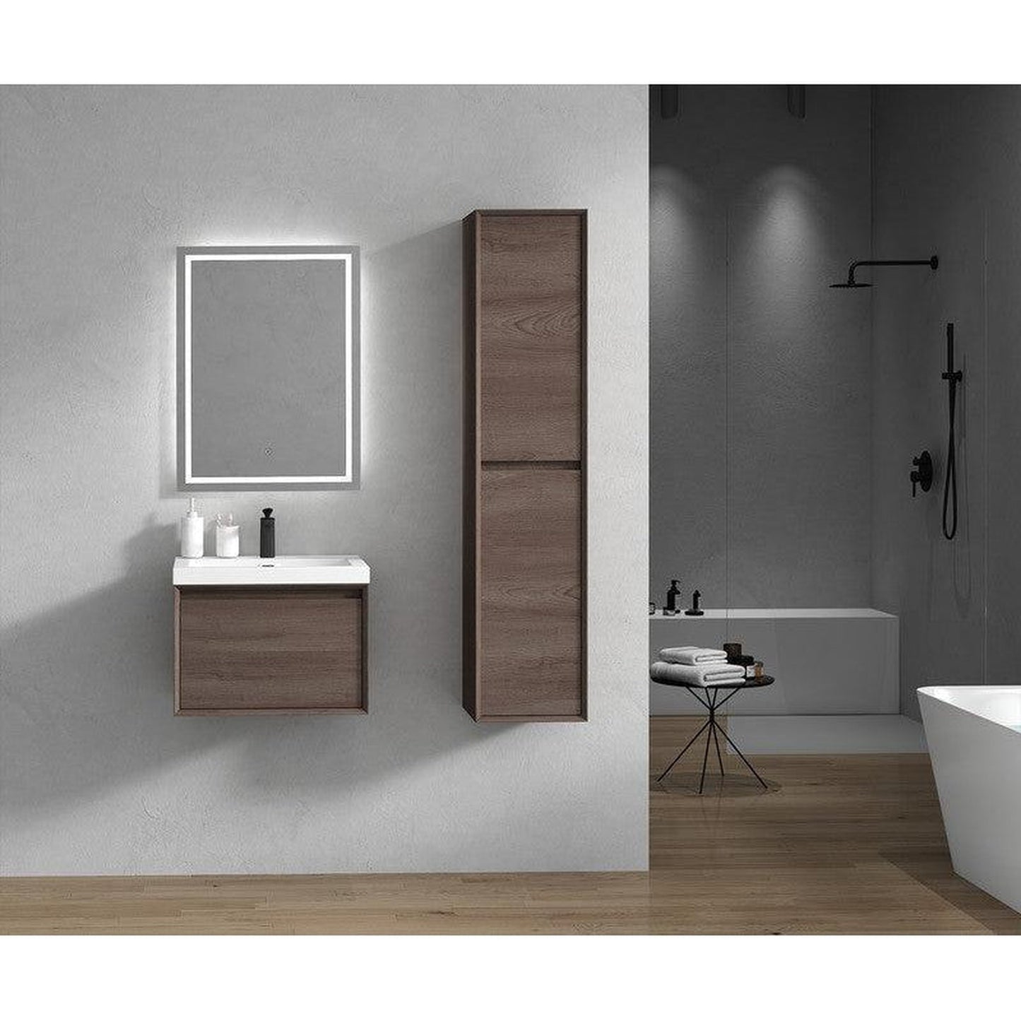 Moreno Bath BELLA 24" Red Oak Wall-Mounted Vanity With Single Reinforced White Acrylic Sink