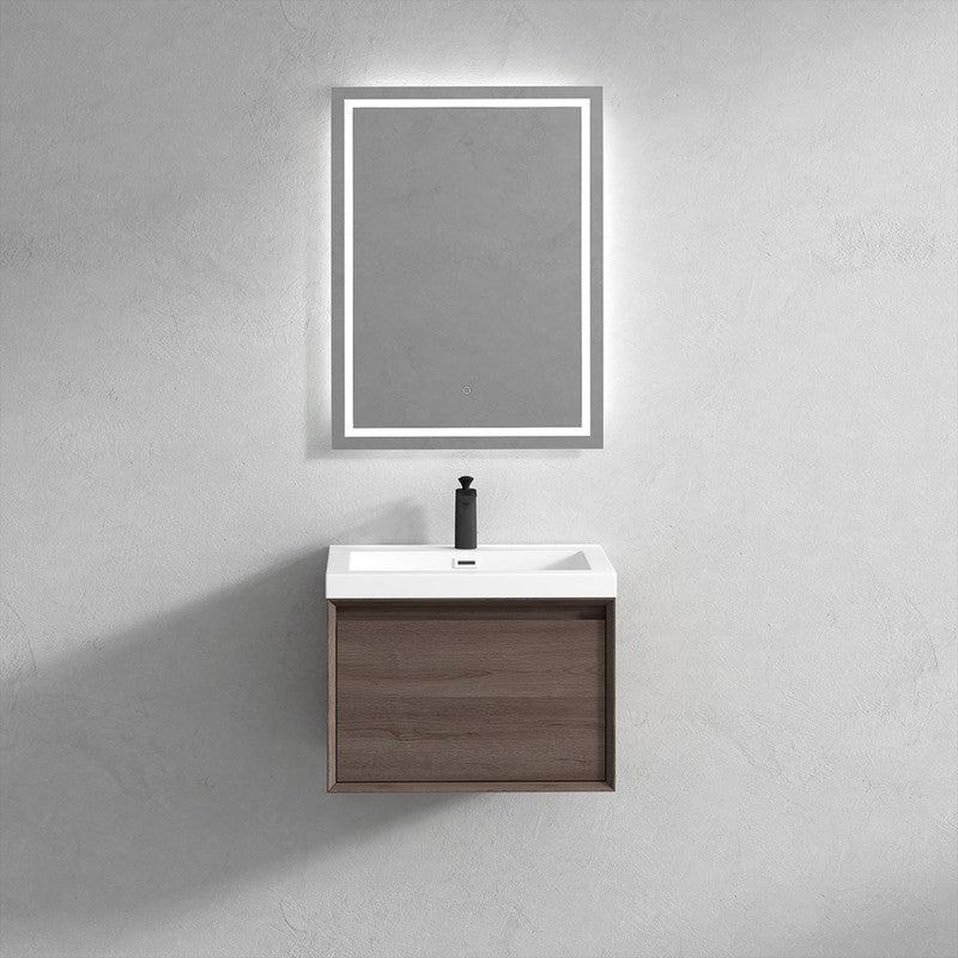 Moreno Bath BELLA 24" Red Oak Wall-Mounted Vanity With Single Reinforced White Acrylic Sink