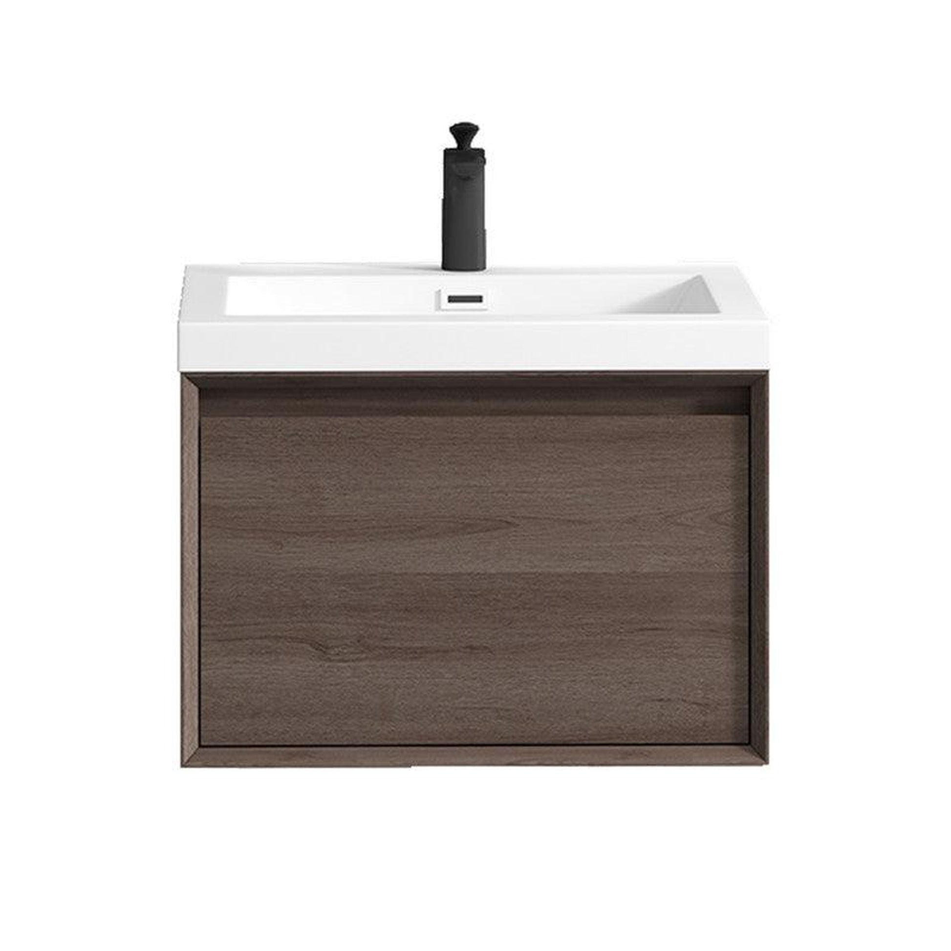 Moreno Bath BELLA 24" Red Oak Wall-Mounted Vanity With Single Reinforced White Acrylic Sink