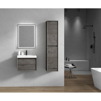 Moreno Bath BELLA 24" Smoke Oak Wall-Mounted Vanity With Single Reinforced White Acrylic Sink