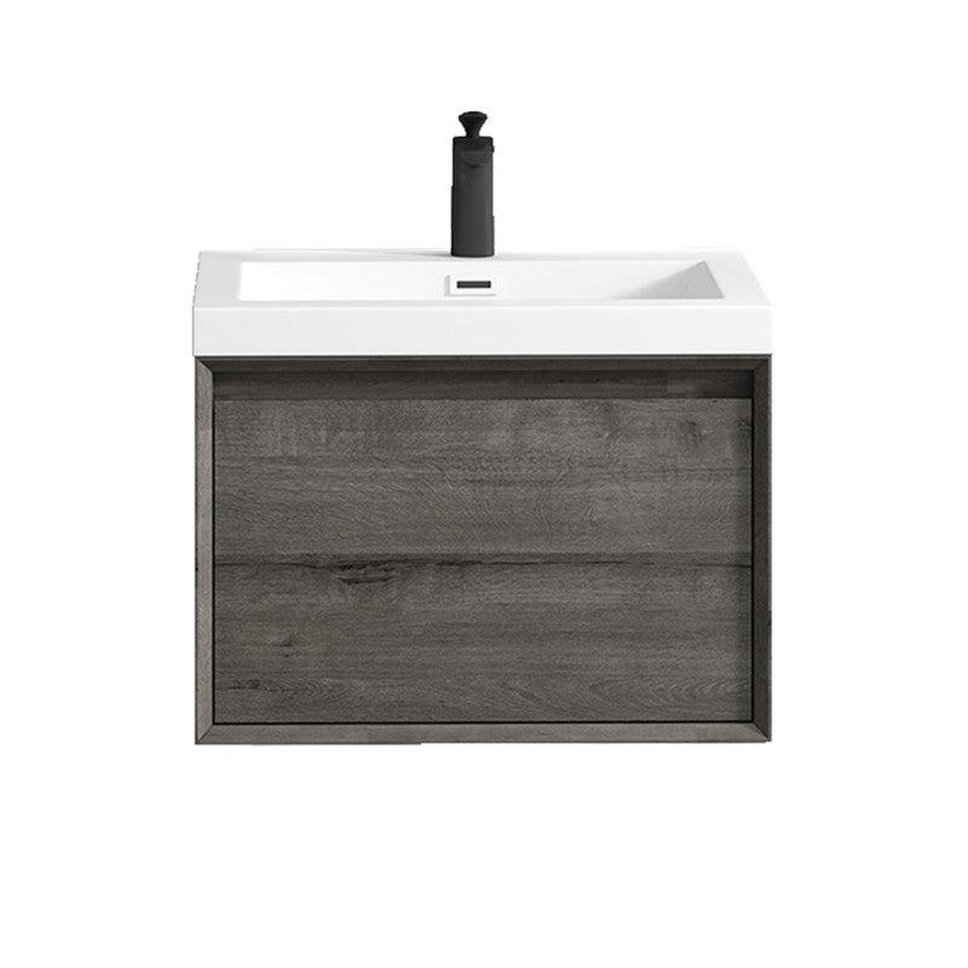 Moreno Bath BELLA 24" Smoke Oak Wall-Mounted Vanity With Single Reinforced White Acrylic Sink