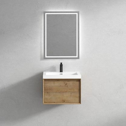 Moreno Bath BELLA 24" White Oak Wall-Mounted Vanity With Single Reinforced White Acrylic Sink