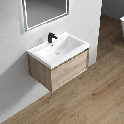 Moreno Bath BELLA 30" Light Oak Wall-Mounted Vanity With Single Reinforced White Acrylic Sink