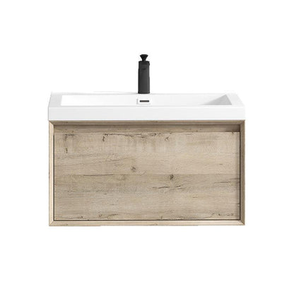 Moreno Bath BELLA 30" Light Oak Wall-Mounted Vanity With Single Reinforced White Acrylic Sink