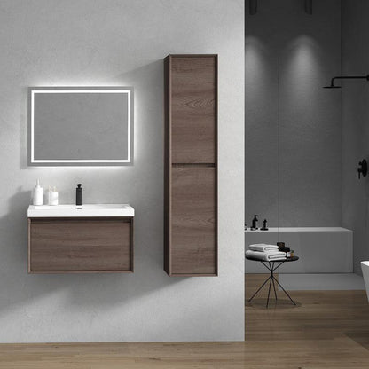 Moreno Bath BELLA 30" Red Oak Wall-Mounted Vanity With Single Reinforced White Acrylic Sink