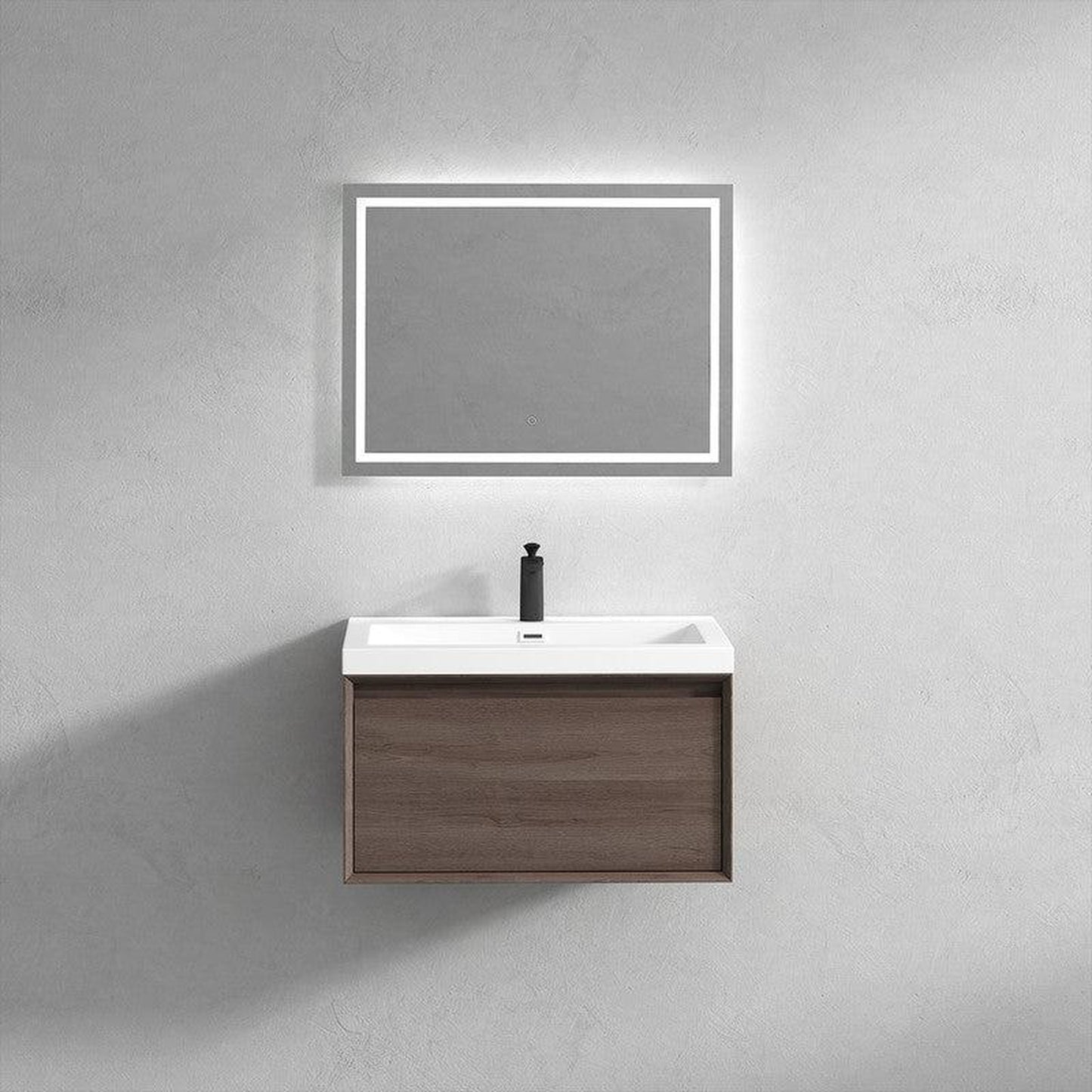 Moreno Bath BELLA 30" Red Oak Wall-Mounted Vanity With Single Reinforced White Acrylic Sink
