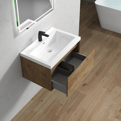 Moreno Bath BELLA 30" White Oak Wall-Mounted Vanity With Single Reinforced White Acrylic Sink