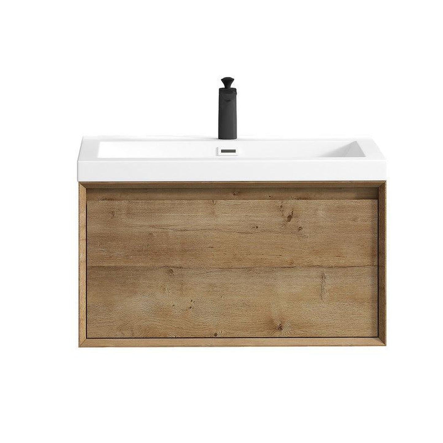 Moreno Bath BELLA 30" White Oak Wall-Mounted Vanity With Single Reinforced White Acrylic Sink