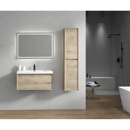 Moreno Bath BELLA 36" Light Oak Wall-Mounted Vanity With Single Reinforced White Acrylic Sink